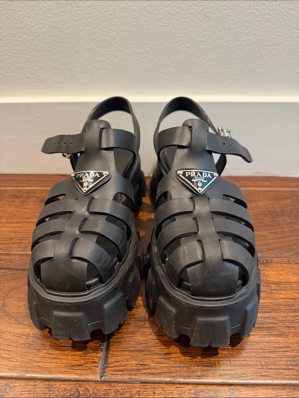 Prada Monolith Rubber Fisherman Sandals EU 37 Black
